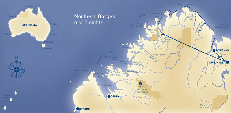 Illustrated Map of Northern Gorges Cruise destination